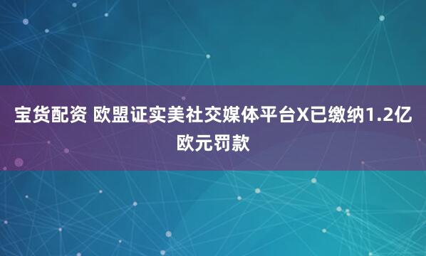 宝货配资 欧盟证实美社交媒体平台X已缴纳1.2亿欧元罚款