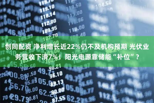 创同配资 净利增长近22%仍不及机构预期 光伏业务营收下滑7%！阳光电源靠储能“补位”？