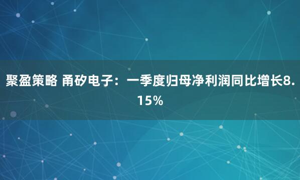 聚盈策略 甬矽电子：一季度归母净利润同比增长8.15%